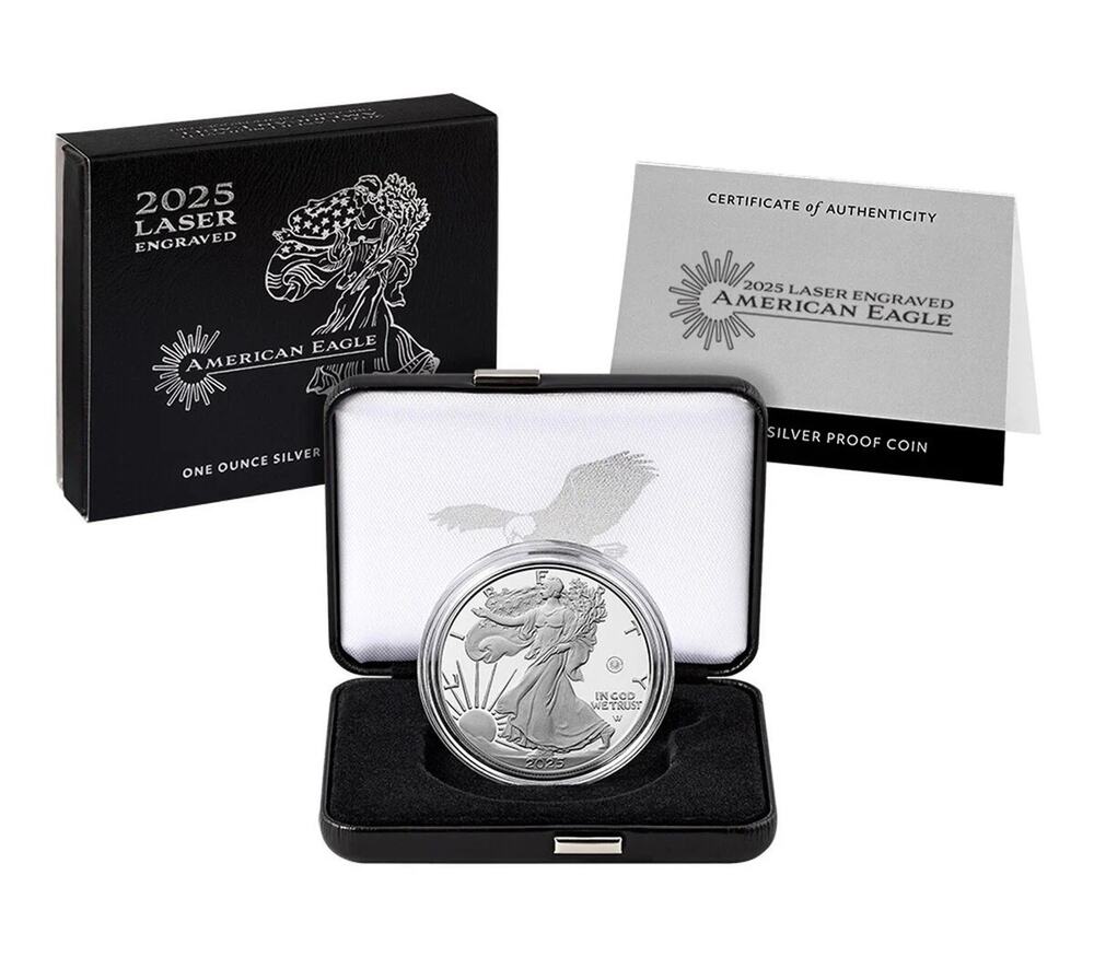 2025 Laser Engraved American Eagle One Ounce Silver Proof Coin - NEW